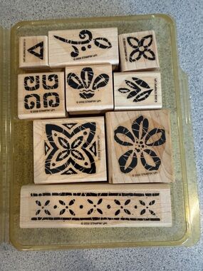 Stampin' Up! Floral and Decorative Wood Rubber Stamp Set - Natural Wood